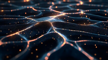 Poster - Abstract Network with Glowing Lines and Particles