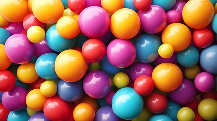 Fototapete - Colorful plastic balls background. 3d rendering, 3d illustration. - Generated AI