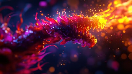 Canvas Print - An abstract illustration of a vibrant dragon-like figure, swirling with bright colors and dynamic energy, evoking a sense of motion.