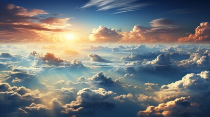 Wall Mural - Golden Sunset Above the Clouds