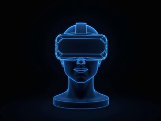 Wall Mural - neon blue virtual reality glasses hologram