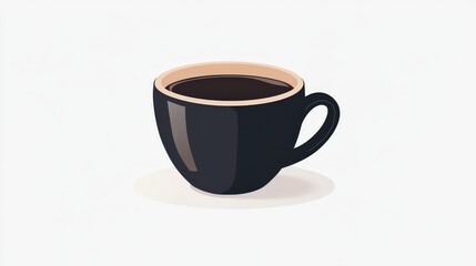 Wall Mural - Modern Flat Vector Dark Coffee Cup on Clean Background