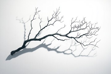 Poster - Tree branch shadow on solid white background, single object