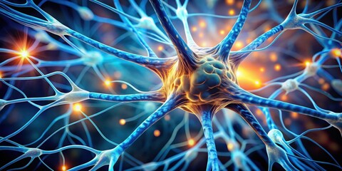 detailed view of a neuron's brain structure for science and education s, neuron, brain, structure, d