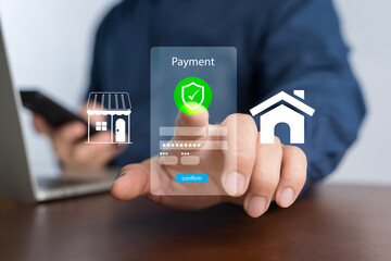 digital banking network, internet payment, financial technology or fintech concept.