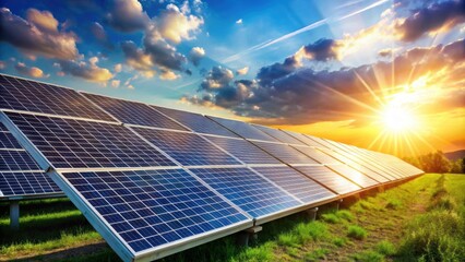 Solar panels converting sunlight into clean energy for a sustainable economy , solar, renewable, green