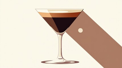 Modern Flat Vector Illustration of Espresso Martini in Classic Glass on Transparent Background with Pastel Tone Minimalist Design