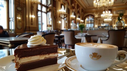 Coffee and Cake in a Luxurious Cafe