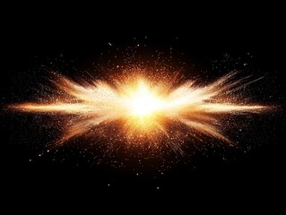 Poster - intense explosion of orange dots and particles radiates from the center, engulfing the dark backdrop in a mesmerizing display of energy and movement, evoking a sense of power.