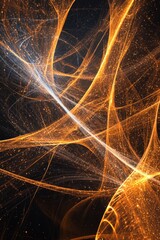 Fototapete - vibrant explosion of orange particles bursts forth, radiating bright glowing dust and energetic trails, evoking a sense of cosmic power in the darkness.