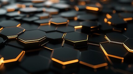Poster - Abstract Hexagon Pattern with Glowing Edges
