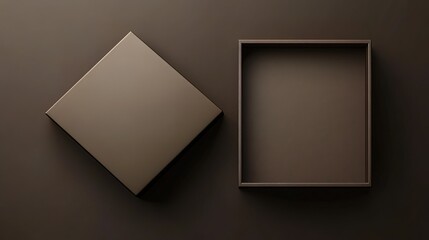 Two Brown Boxes on a Dark Brown Background