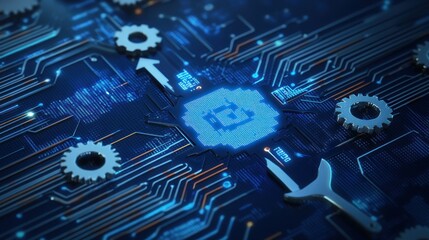 digital circuitry with bitcoin symbol
