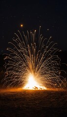 Wall Mural - fire particles sparks  fire flames burn heat hell energy abstract campfire danger element hot light fiery smoke balefire isolated design closeup effect fireplace flash flying fuel glow magic particle