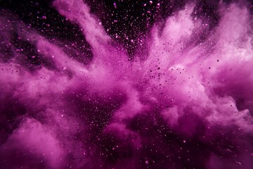 Fototapete - mesmerizing burst of purple particles expands outward from the center, accompanied by glowing trails and energetic dust, creating a stunning visual display on a dark canvas.
