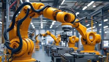 Wall Mural - Smart Industrial Automation: Monitoring and Control of Robotic Arm Systems in Digital Manufacturing Environments