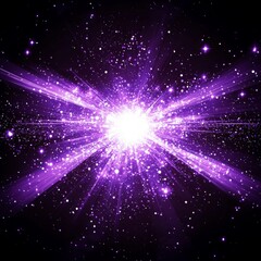 Poster - stunning display of energy unfolds as a vivid purple explosion bursts forth, sending particles radiating outward from a brilliant central core in an awe-inspiring cosmic event.