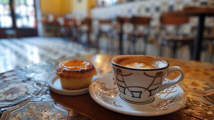 Coffee and Pastry in a Cozy Cafe