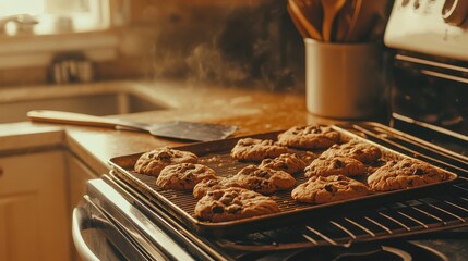 Freshly Baked Homemade Oatmeal Cookies in the Oven