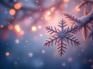 Wall Mural - AI-generated digital illustration of snowflakes background at outdoor christmas night.