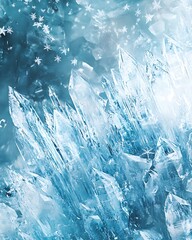 Poster - Chilling Ice Element Wallpaper with Crystalline Formations, Frost Patterns, and Snowflakes in a Cold and Serene Atmosphere