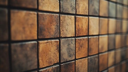 Wall Mural - Close-up of a Tile Wall in Warm Tones