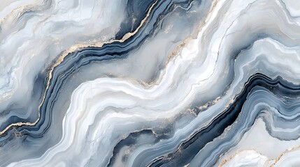 Poster - Elegant Abstract Wallpaper Featuring Soft Flowing Marble-like Patterns in Muted Grey, White, and Pale Blue Tones