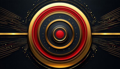 Abstract Circular Design with Gold and Red Accents