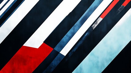 Poster - Abstract Geometric Pattern with Red, White and Blue Stripes