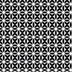 Wall Mural - Geometric floral set of seamless patterns. Black and white vector backgrounds.