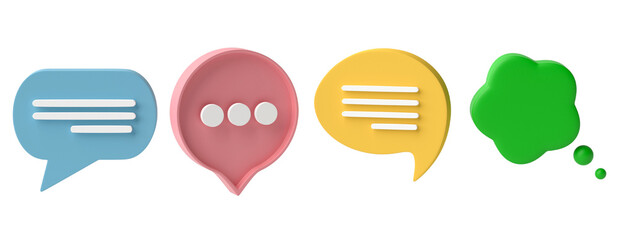 Poster - bubble talk or comment sign symbol isolated on transparent background. 3D render.