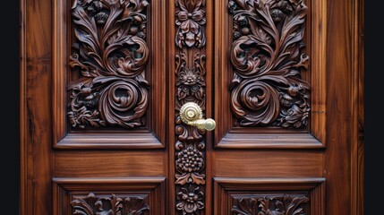 Poster - Intricately Carved Wooden Door