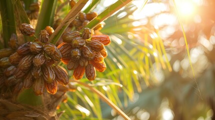 Sticker - Dates on a Palm Tree in the Sunlight