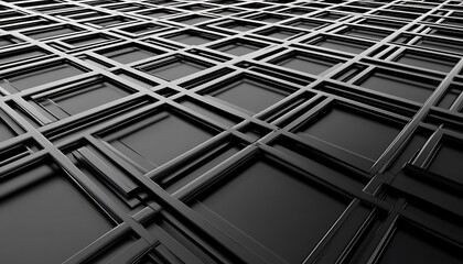 Poster - Abstract Black Grid Pattern with Rectangular Frames