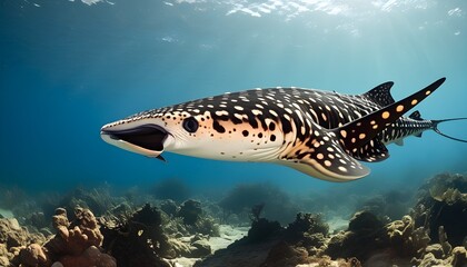 Graceful Spotted Eagle Ray Gliding Through Clear Waters