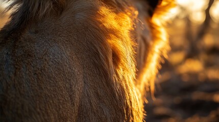 Canvas Print - Close-up of a lion's mane illuminated by sunlight in a natural setting.