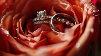 Wall Mural - wedding rings in rose