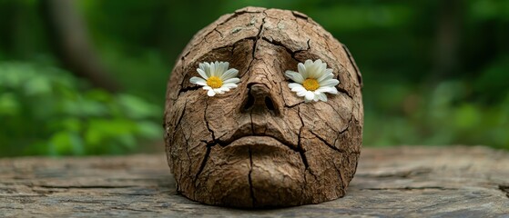 Poster - Whimsical nature face with flowers