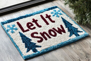 Wall Mural - winter holiday doormat with let it snow text