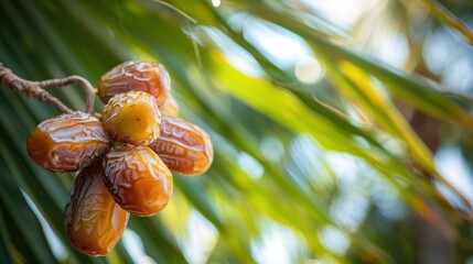 Wall Mural - Ripe Dates on Palm Tree Branch