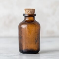 Poster - Vintage amber glass bottle with cork stopper