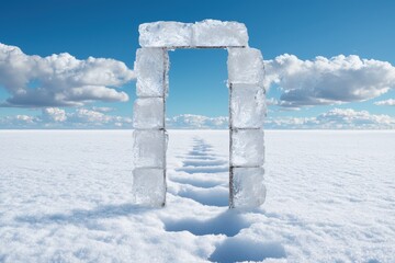 Canvas Print - Frozen archway in snowy landscape