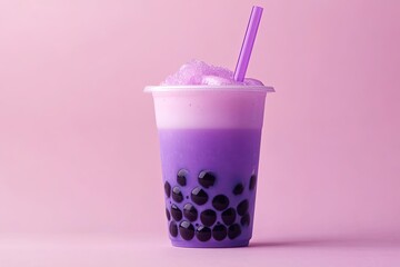 Wall Mural - A purple and pink drink with a straw in it