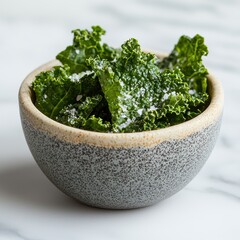 Wall Mural - fresh organic kale leaves in a ceramic bowl