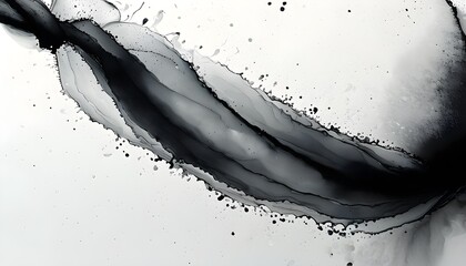 Dynamic Dance of Black Ink on Pristine White Canvas