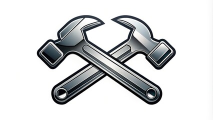 A stylized hammer and wrench intersect, forming a modern, sleek logo that embodies the concept of building and constructing, conveying strength and precision.