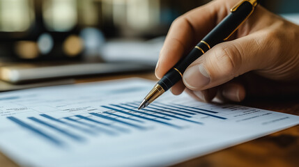 Poster - A person is writing on a piece of paper with a pen