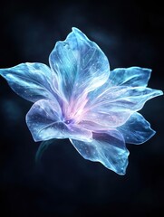 Poster - Ethereal crystal flower in dark blue