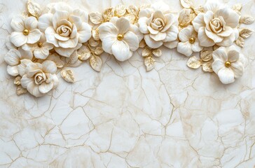 Canvas Print - elegant white and gold floral background