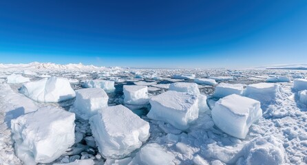 Sticker - Frozen arctic landscape with icy mountains and sea